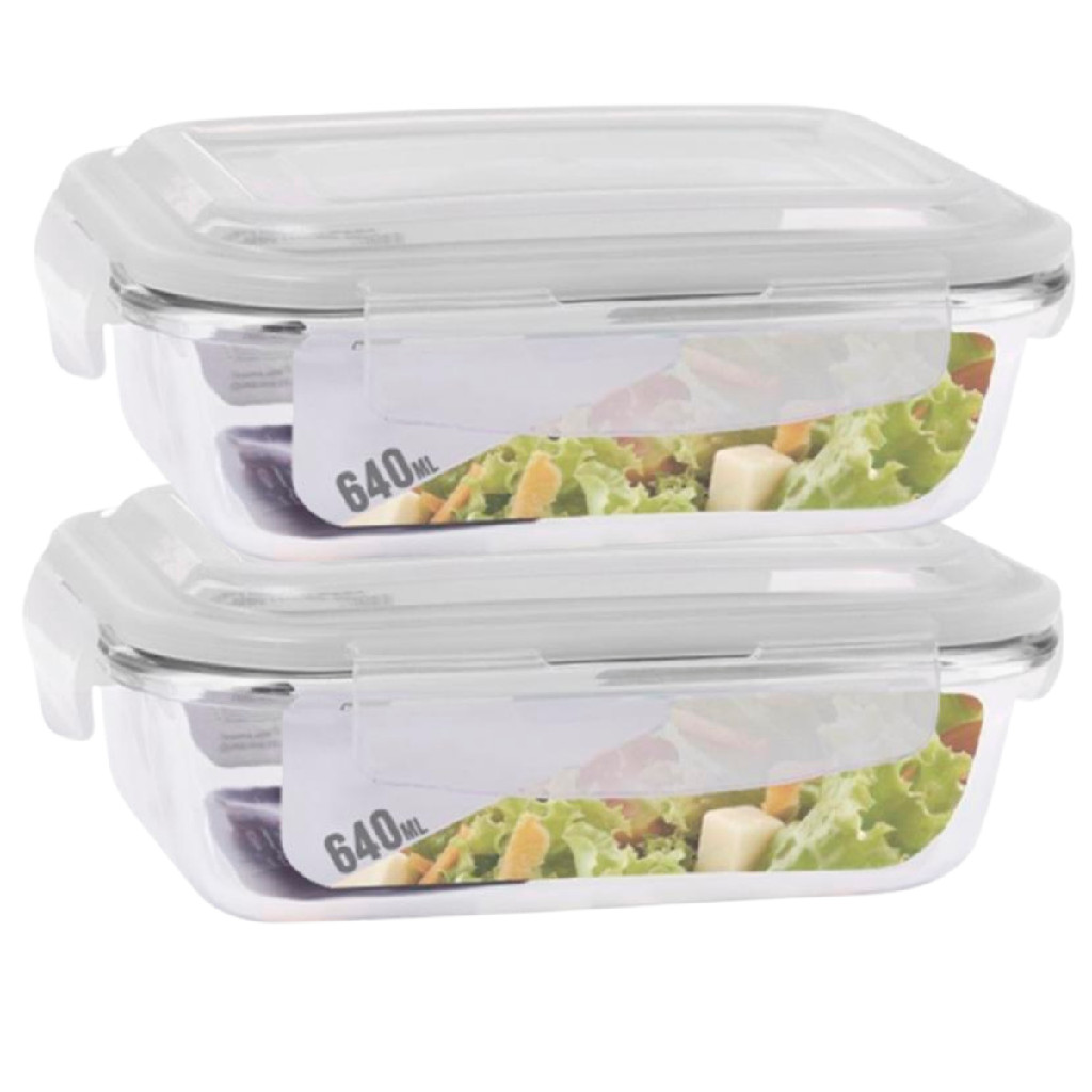 Conj. 2 Potes Vidro Retangular Mantimentos 640ml em Oferta na Shopee