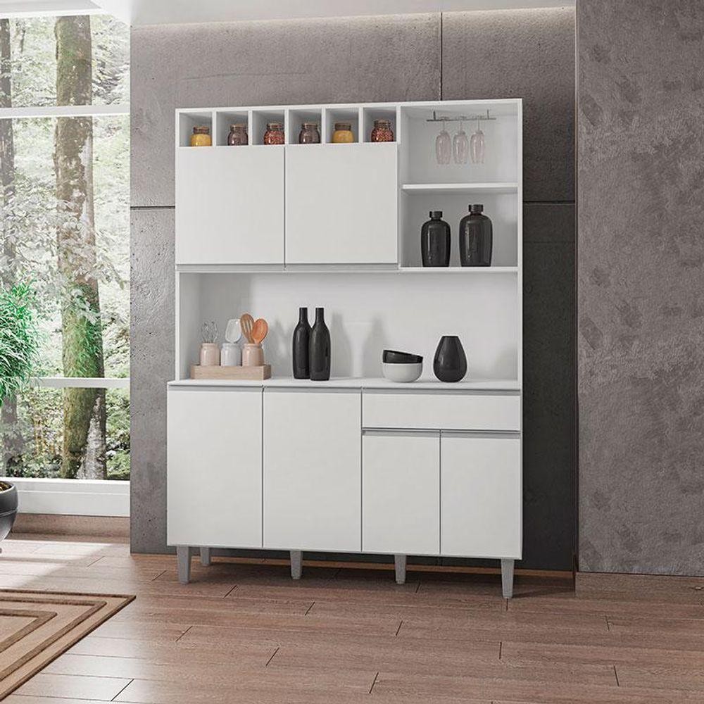 Armário Para Cozinha Kit Alice Branco Brilho - Ajl em Oferta na Shopee