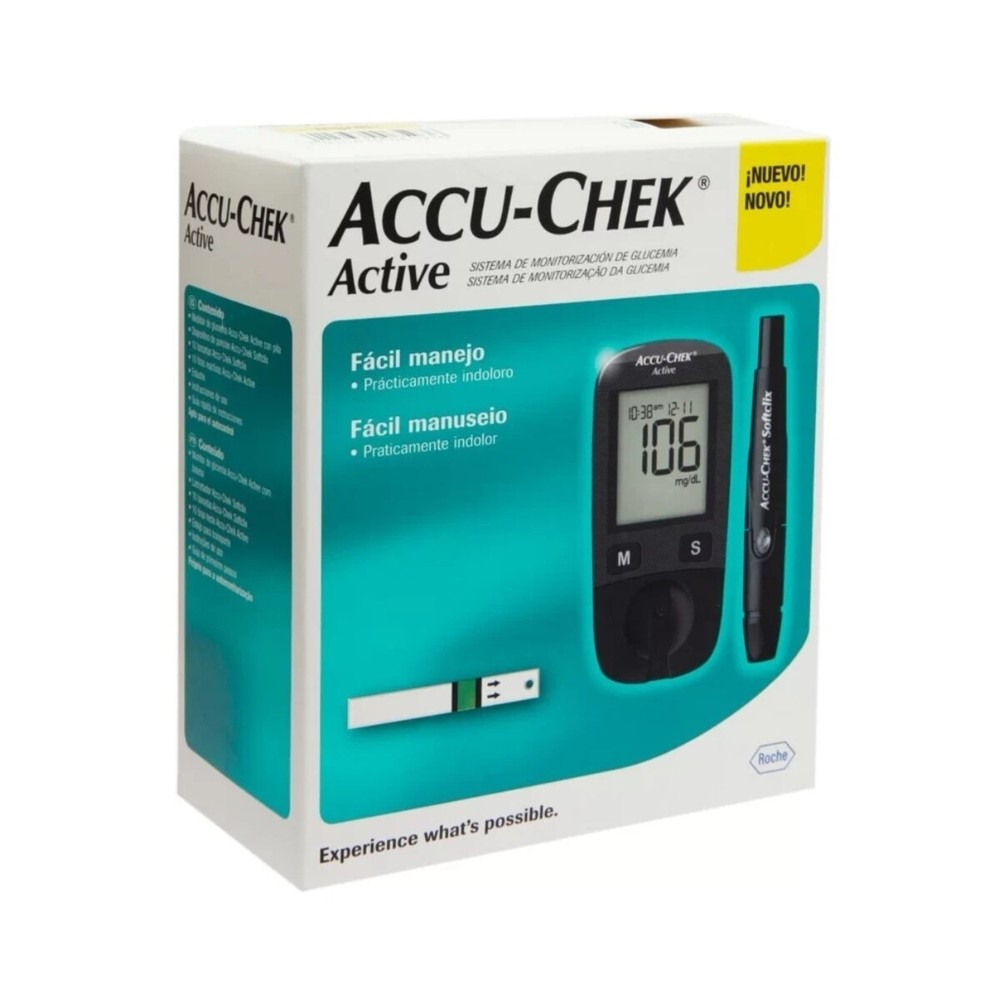 Monitor de Glicemia Accu-Chek Active + Tiras 10 Unidades + 1 Lancetador - Health