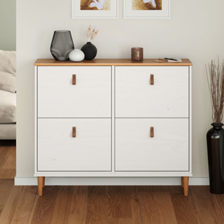 Sapateira Horizontal Hall de Entrada 4 Portas Mikka Branco 24 Pares em Oferta na Shopee