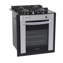 Fogão de Embutir Venax Gaudi Prisma Vitreo Bl 4 Bocas Gas Glp Inox