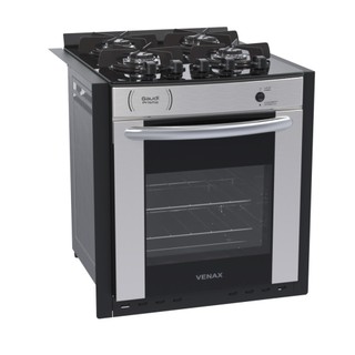 Fogão de Embutir Venax Gaudi Prisma Vitreo Bl 4 Bocas Gas Glp Inox