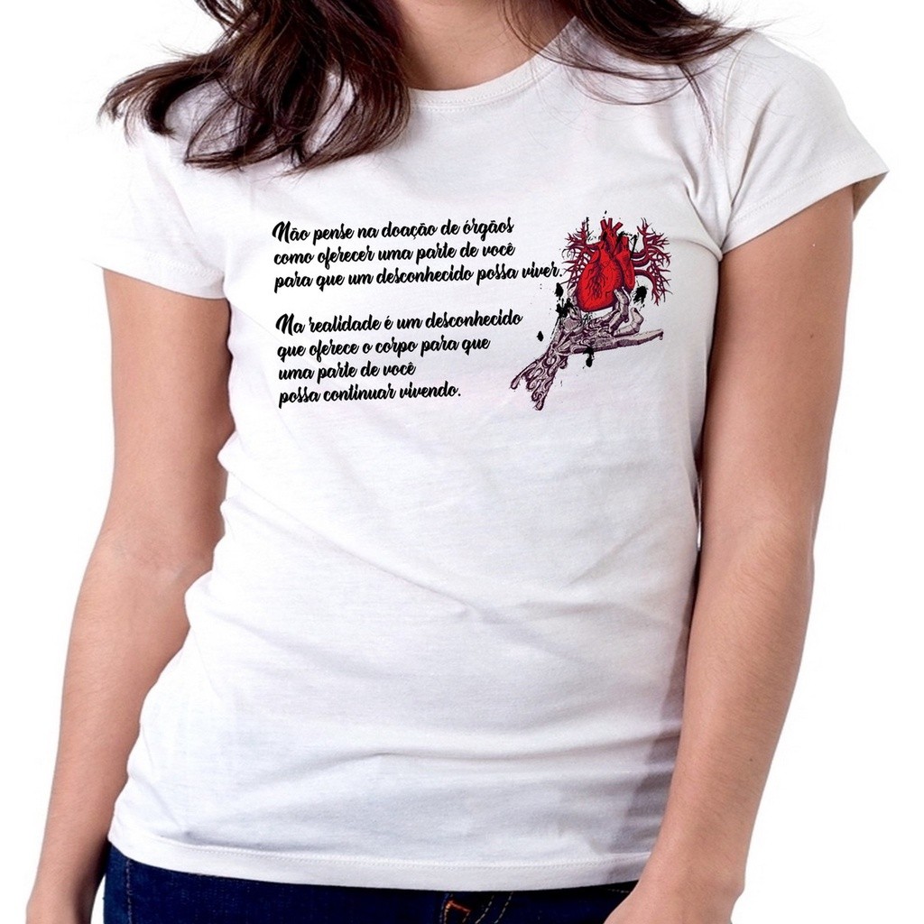 blusa feminina baby look Doação de Órgãos salva vidas