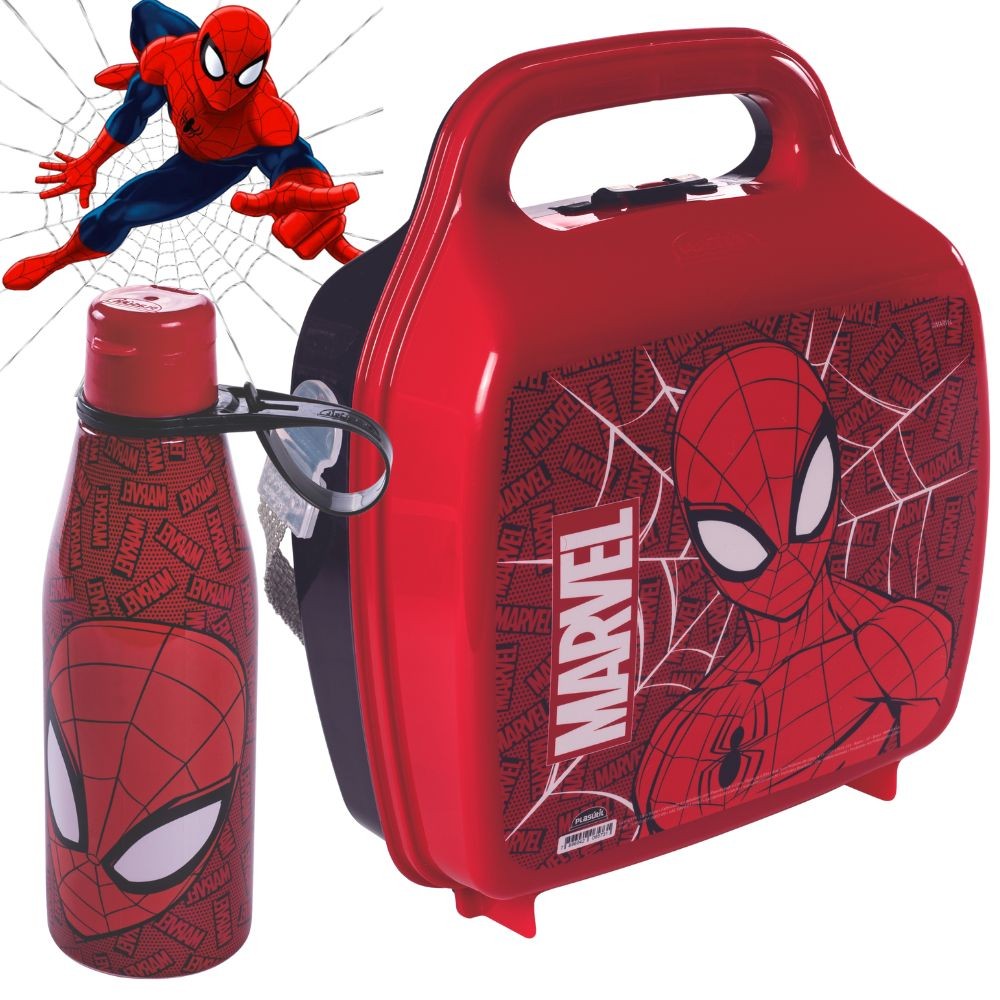 Kit lancheira + garrafa abre fácil 530ml Marvel Homem Aranha Plasutil