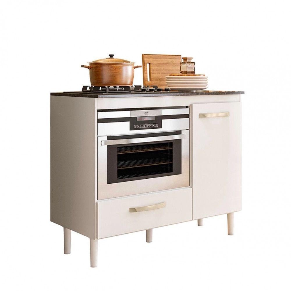 Balcão Para Cooktop E Forno Com 1 Porta E 1 Gaveta Branco Nicioli Fit Branco em Oferta na Shopee