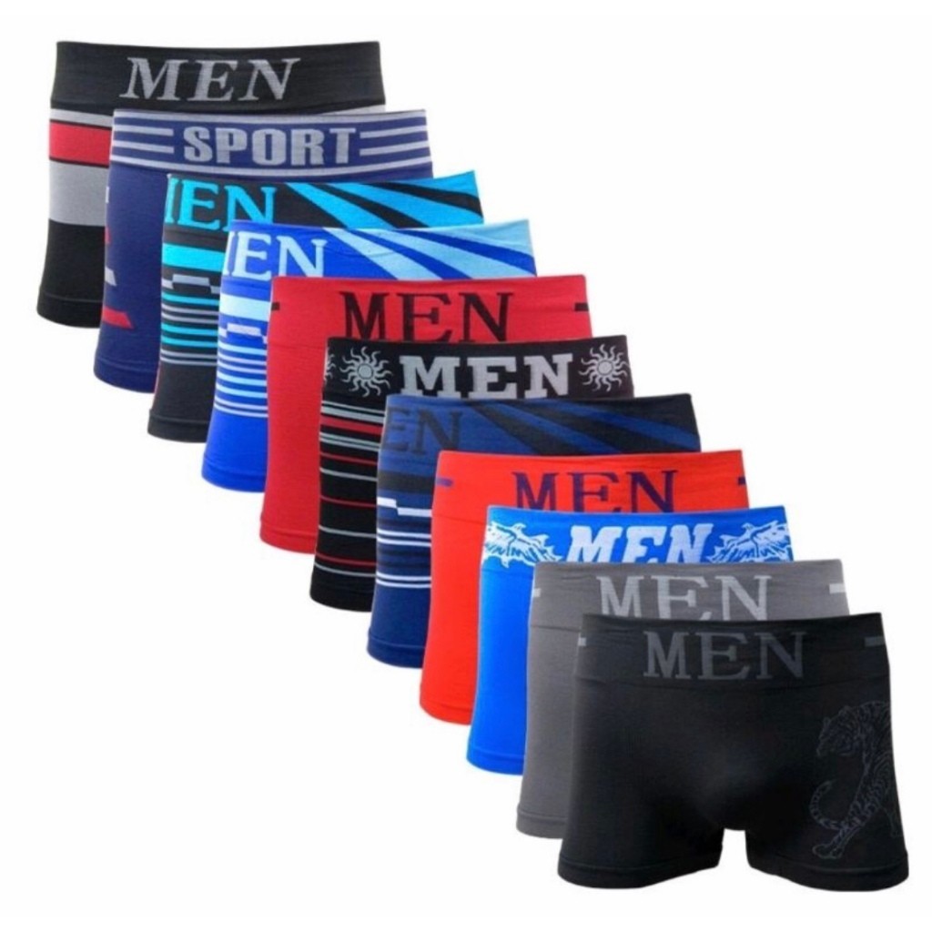Kit 12/9/6/3 Cuecas Box Boxer Masculina Premium 90% Elastano P/M e G/GG em Oferta na Shopee