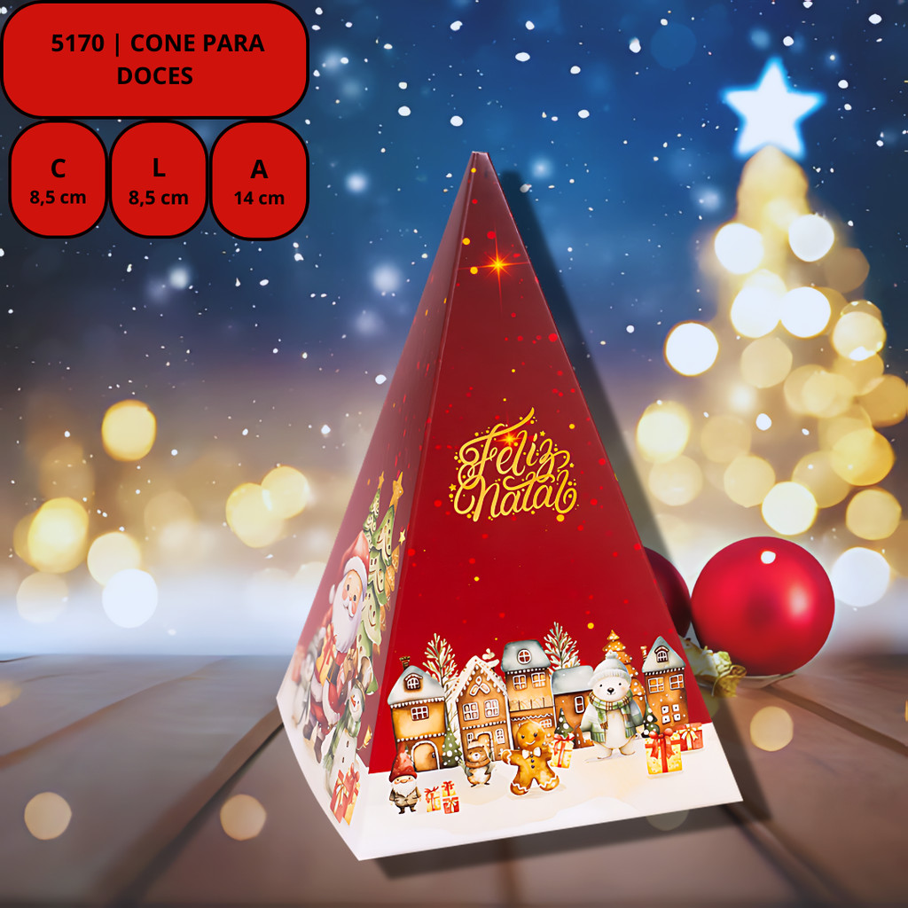 Detalhes do 50 CONE P/ DOCES  NATAL ENCANTADO ID5170 (NATAL IDEIA 2025)