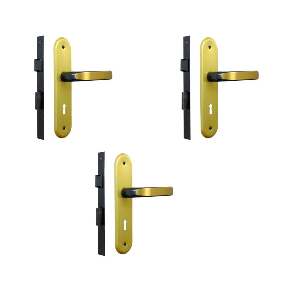 Kit 3 Fechaduras Stilo Alavanca Bronze Latonado Interna MGM em Oferta na Shopee