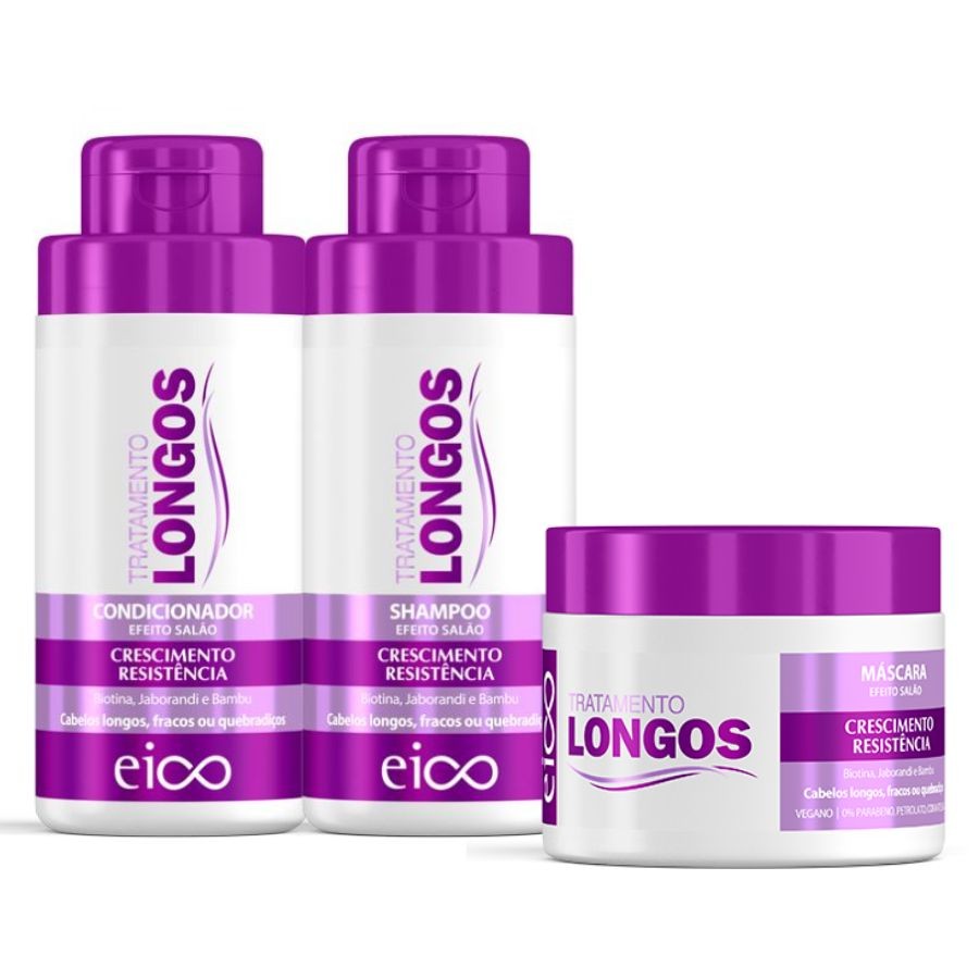 Kit Crescimento Capilar Shampoo 450ml e Condicionador 400ml Cabelos Longos Tratamento Máscara  Fortalecedora 270g - Beauty