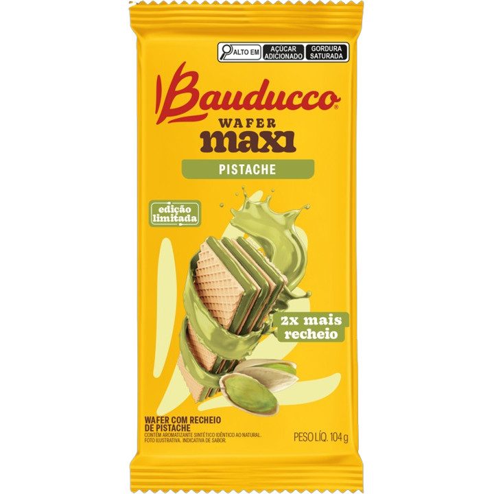 Biscoito Wafer Maxi Pistache Bauducco 104g em Oferta na Shopee