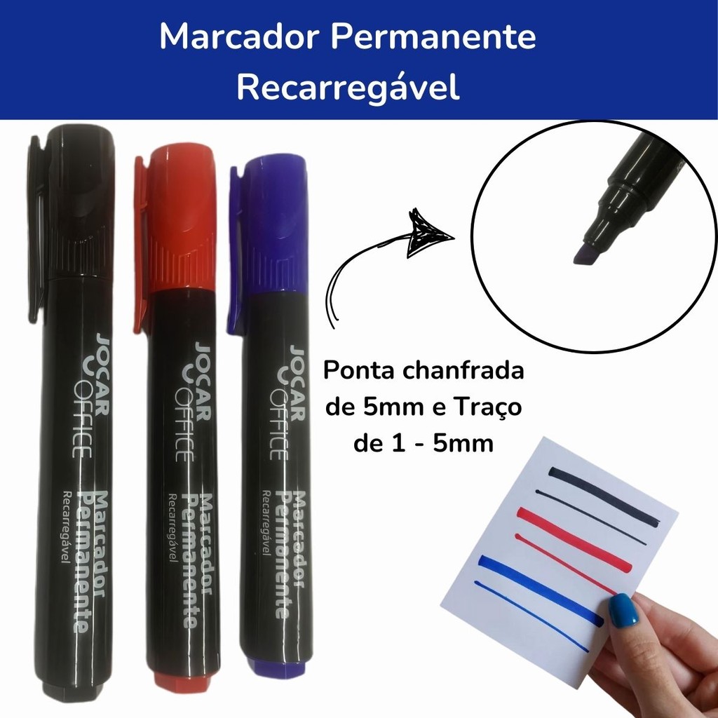 Caneta Marcador Permanente Recarregavel Jocar Office