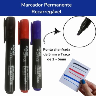 Kit Caneta Marcador Permanente Recarregavel Jocar Office em Oferta na Shopee