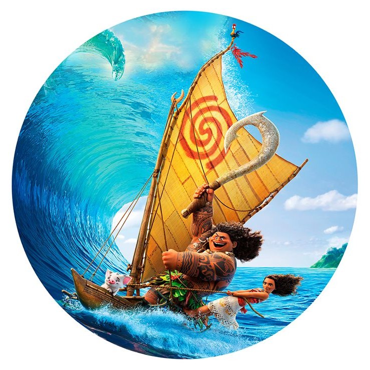 Painel Fest Princesas Moana Infantil Redondo Tecido Sublimado 1,50x1,50