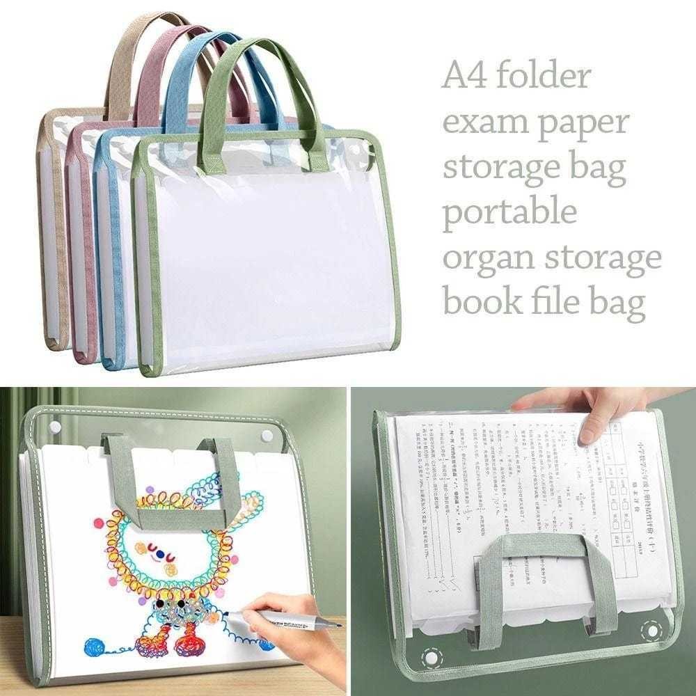 Organizadora  A4 Bolsa  Portátil de Documentos: Impermeável, Transparente, Compartimento Multicamadas