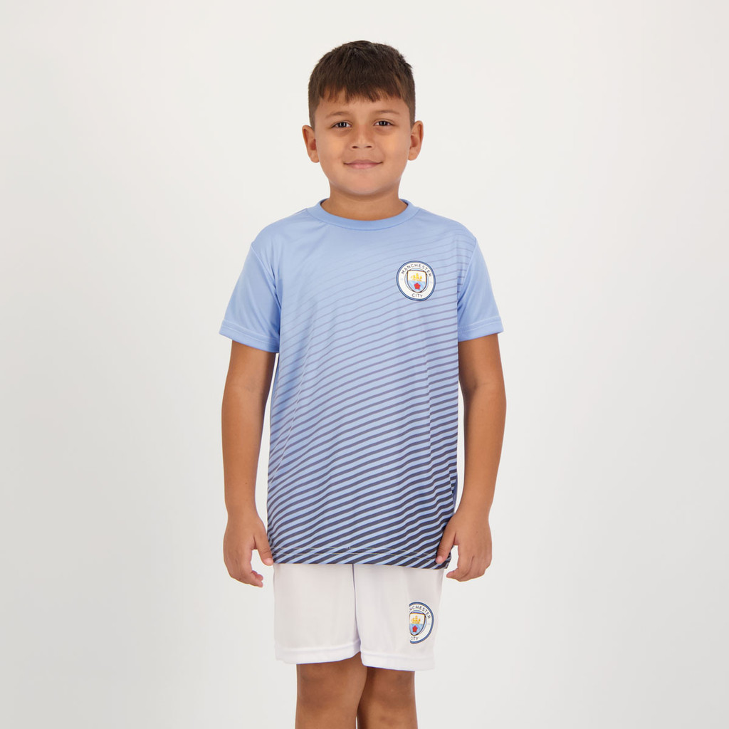 Kit Manchester City 1894 Infantil Azul e Branco em Oferta na Shopee
