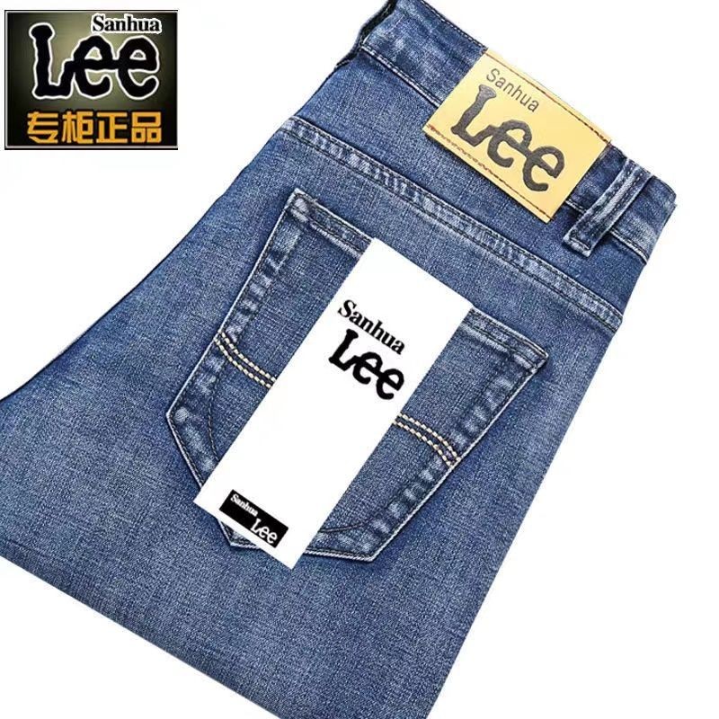 Primavera outono grosso estiramento Jeans masculino solto em linha reta Casual calças masculinas