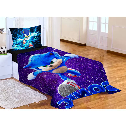 Lençol Cobre Leito Solteiro + Fronha Sonic 01 em Oferta na Shopee
