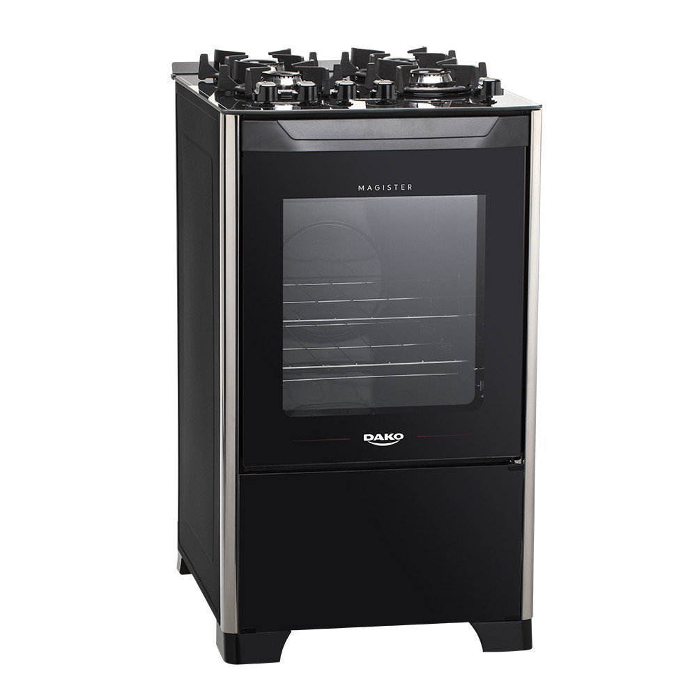 Fogão 4 Bocas a Gás Dako Magister com Acendimento Automático Mesa de Vidro Preto Bivolt