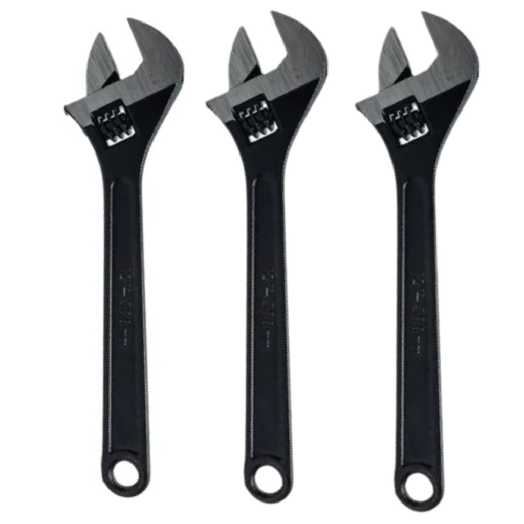 Kit 3 Chaves Inglesas Ajustável 8" 10" 12" Polegadas Aço Carbono