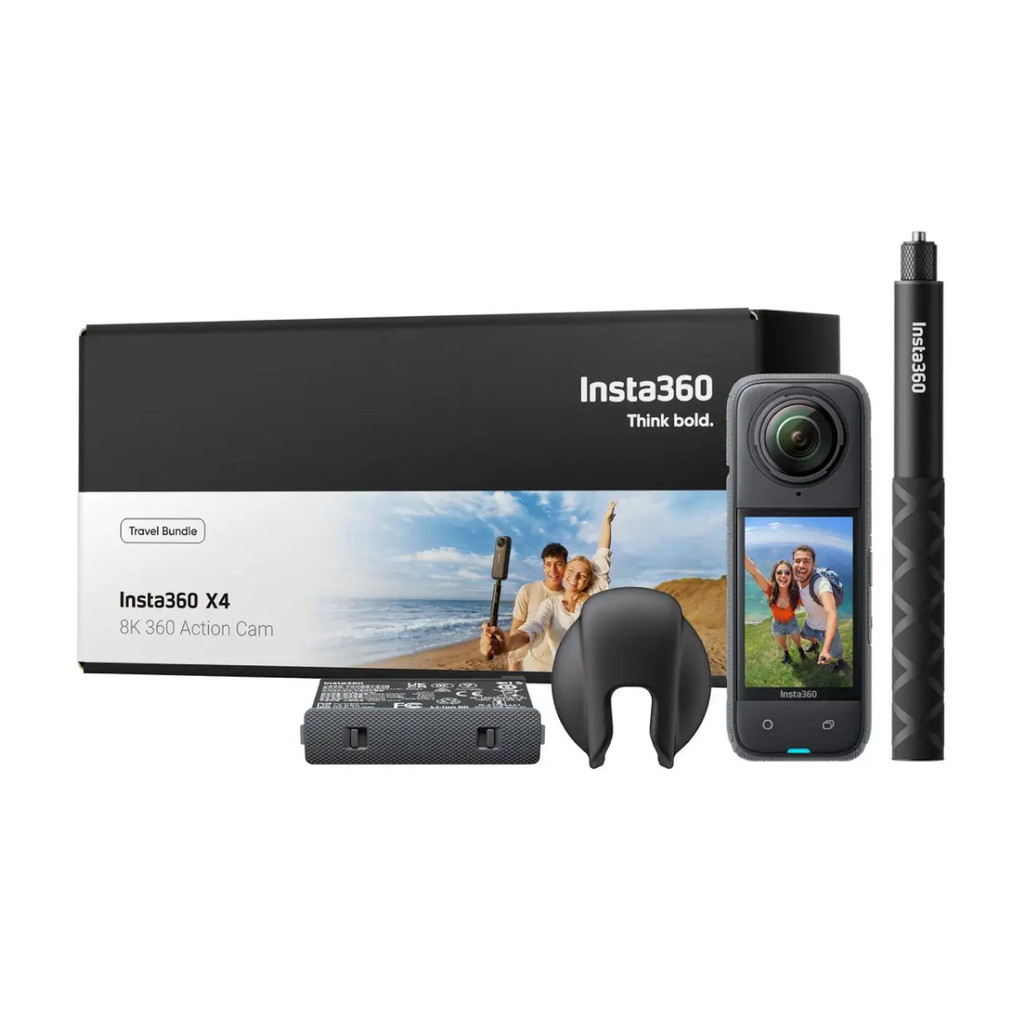 Câmera Insta360 X4 Travel Bundle Bateria + Bastão + Protetores