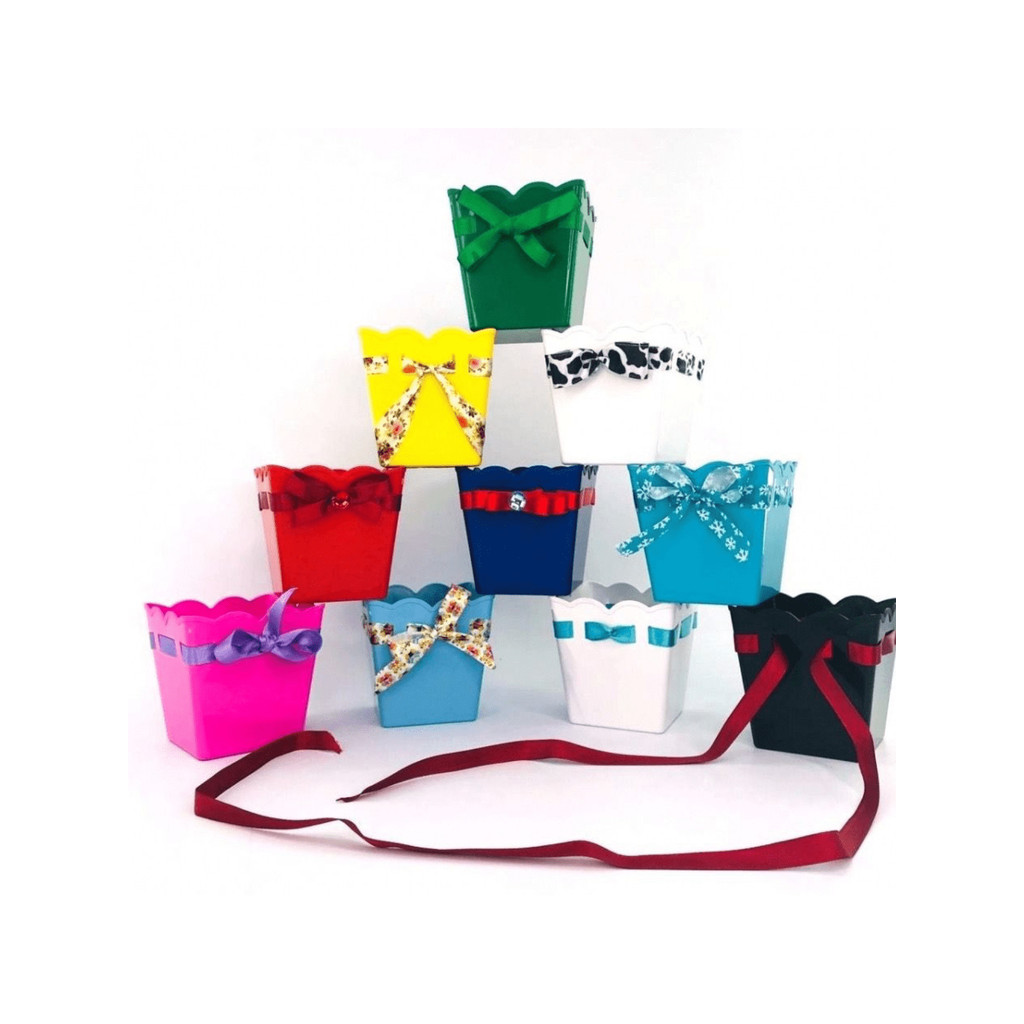 Kit 5 Cachepot Fita Passa Fita Lacinho Lembrancinha Festa Decoração Colors cachepo Decoração Aniversario Festas