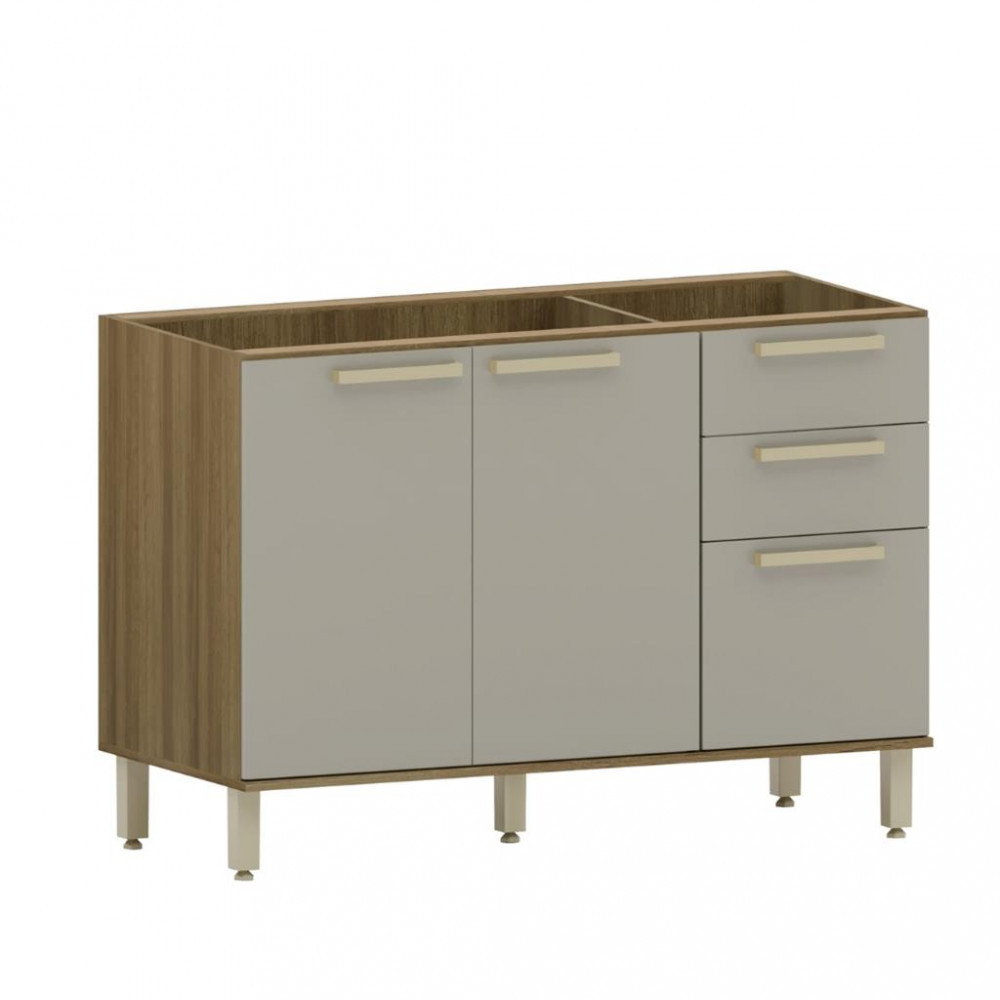 Balcão de Pia 3 Portas 2 Gavetas 120cm  Isis Luciane em Oferta na Shopee