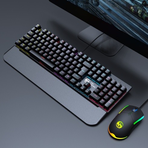 Kit Teclado Mouse Mecânico RGB Switch Blue BK-03 em Oferta na Shopee
