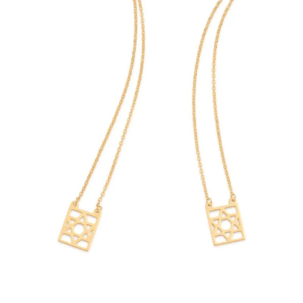 Escapulário 2 Medalhas 68cm Estrela Hexagrama Banhado A Ouro 18k Dourado Rommanel 53233200