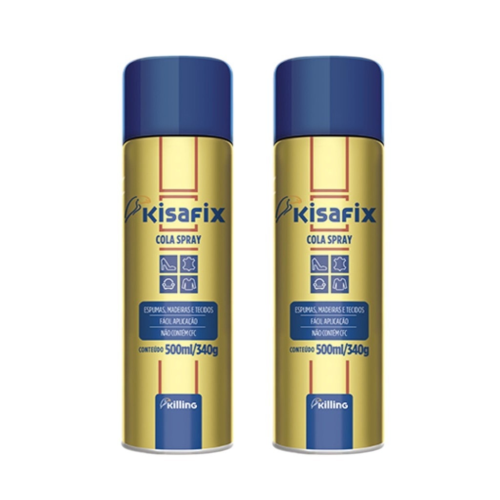 Kit 02 Un  Cola Spray De Contato Reposicionávell Aerosol Kisafix em Oferta na Shopee