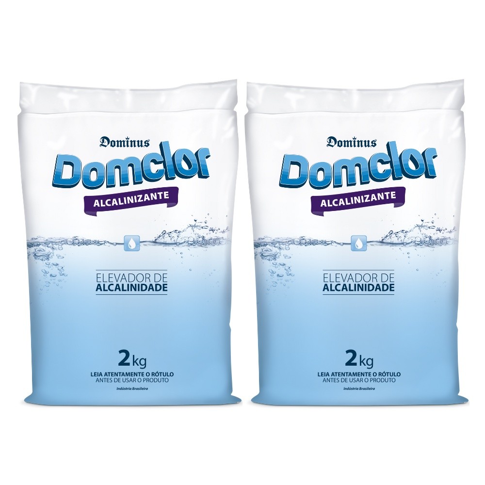 KIT COM 2 ALCALINIZANTE ELEVADOR ALCALINIDADE PARA  PISCINAS DOMCLOR 2 KG CADA