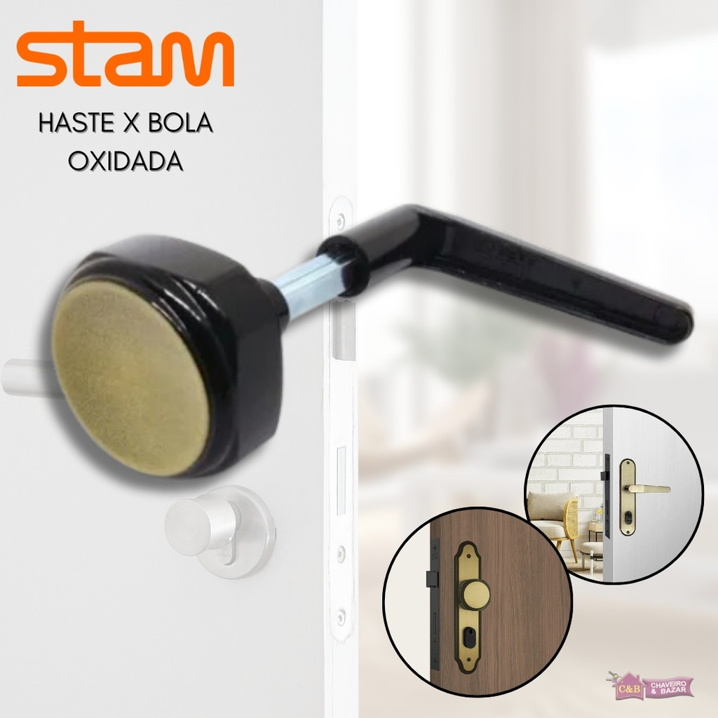 Maçaneta Para Porta Haste x Bola Oxidada Stam