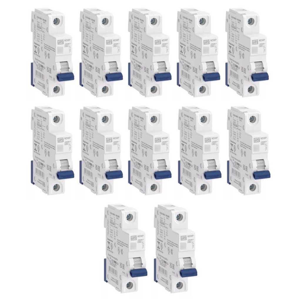 KIT 12 UNIDADES - WEG DISJUNTOR UNIPOLAR DIN 32A (MDW-C 32A 1 POLO)