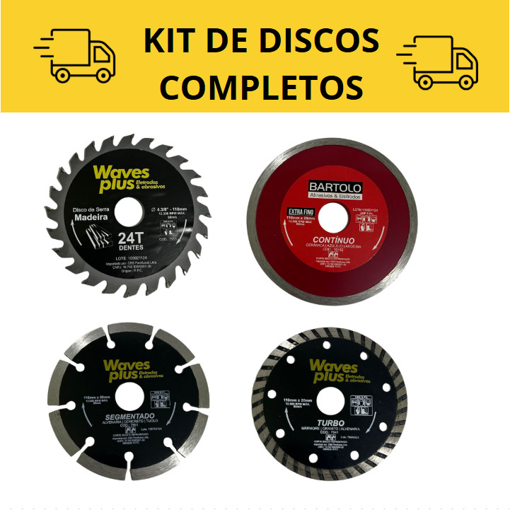 disco de corte continuo Kit 4 unidades / Makita / disco de corte diamantado / 110mm / construção
