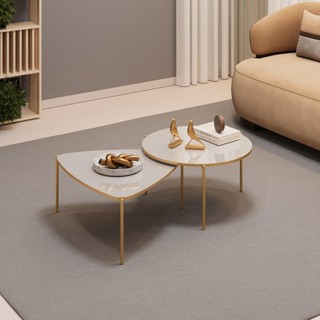 Conjunto Mesas de Centro com Tampo Triangular e Redondo e Pés Metálicos DJ Móveis Lina e Cleia Bali em Oferta na Shopee