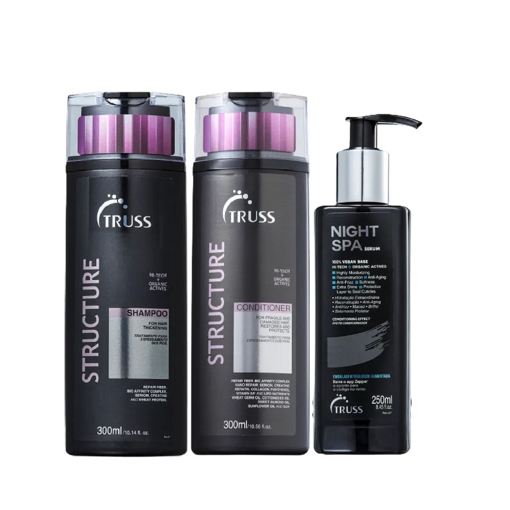 Kit Truss Structure - Shampoo 300ml + Condicionador 300ml + Night SPA 250ml