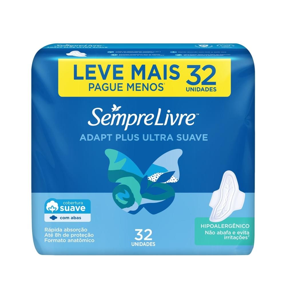Absorvente Sempre Livre Adapt Plus Suave Com Abas 32un. em Oferta na Shopee