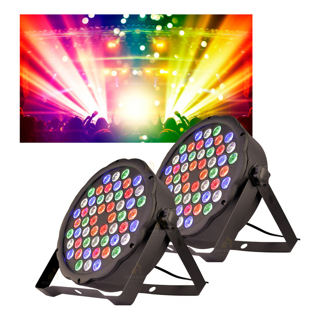 KIT Par Canhão Projetor  Refletor 54 Led Rgbwa Jogo de Luz Balada Palco Festa em casa Aniversario Buffet Jdb 545