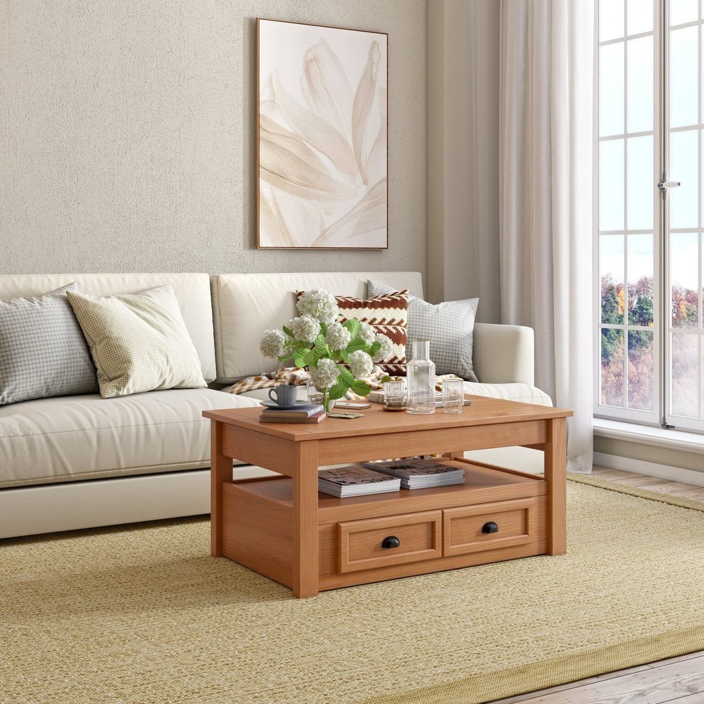 Mesa de Centro 1 Gaveta em Madeira Maciça Nordik Caramelo em Oferta na Shopee