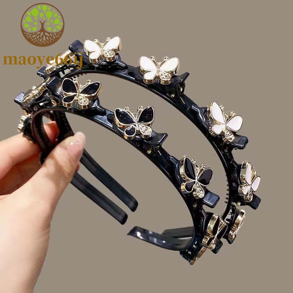 MAOYE66 Faixas De Cabelo Com Clipes , Argola De Borboleta Elegante E Doce Para Mulheres , Faixa De Cabeça Franja De Stra