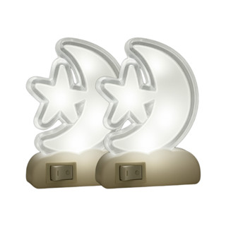 Kit 2 Luminária Mini Abajur Led Criança Bebê Luz Branca Tomada Decorativa Lua Quarto Sala Bivolt em Oferta na Shopee