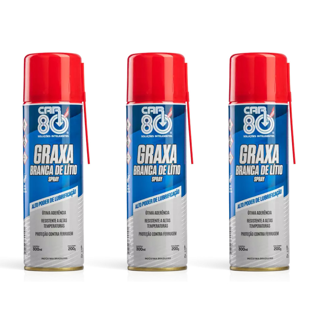 KIT 3 GRAXA BRANCA LÍTIO CAR 80 LUBRIFICANTE MULTIUSO E RESISTENTE