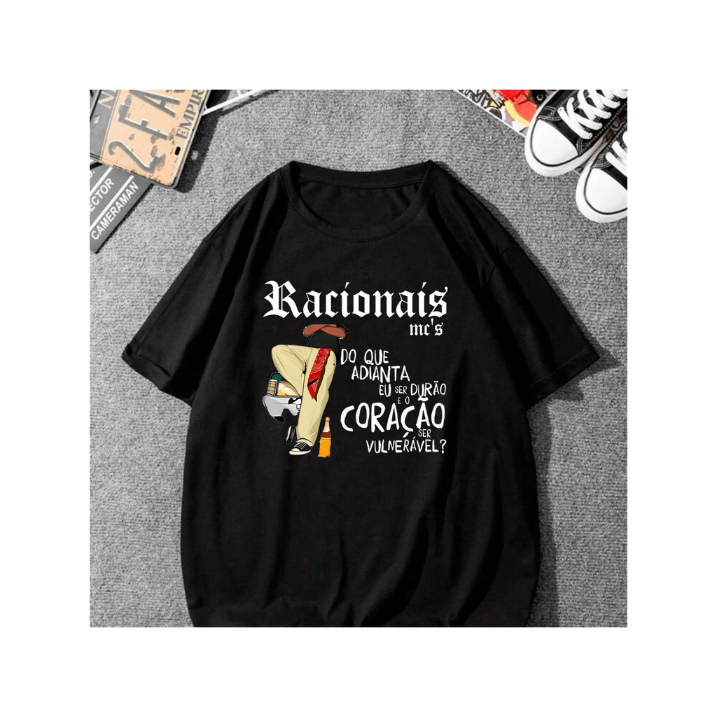 Camiseta Racionais Do que Adianta  Frente Coração Unissex 100% Algodão Streetwear Lançamento Envio Varias Cores!!