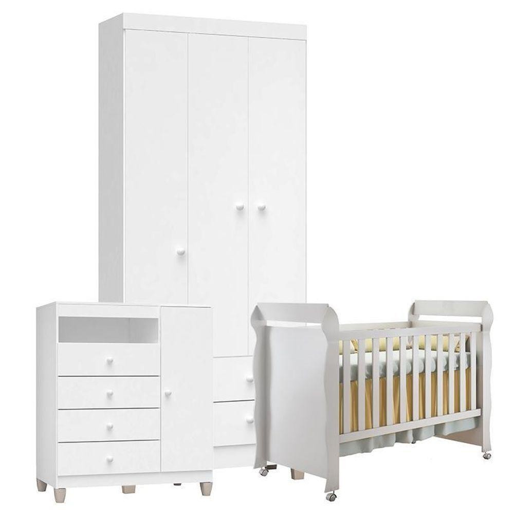 Quarto De Bebê 3 Portas Ternura Baby Com Berço Mirelle Branco Brilho - Incorplac em Oferta na Shopee