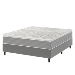 Cama Box Casal Molas Ensacadas Pillow Top 138x188x63cm Martino Cinza Umaflex Cinza