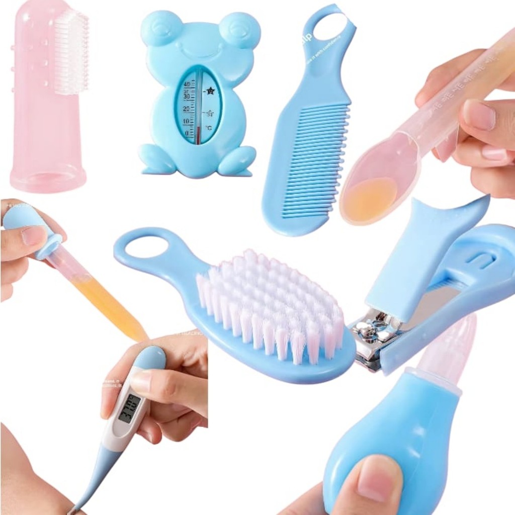 Kit Completo de Higiene para Bebê Com Estojo 13 Peças, Azul/Rosa, Cuidados Diários DONG