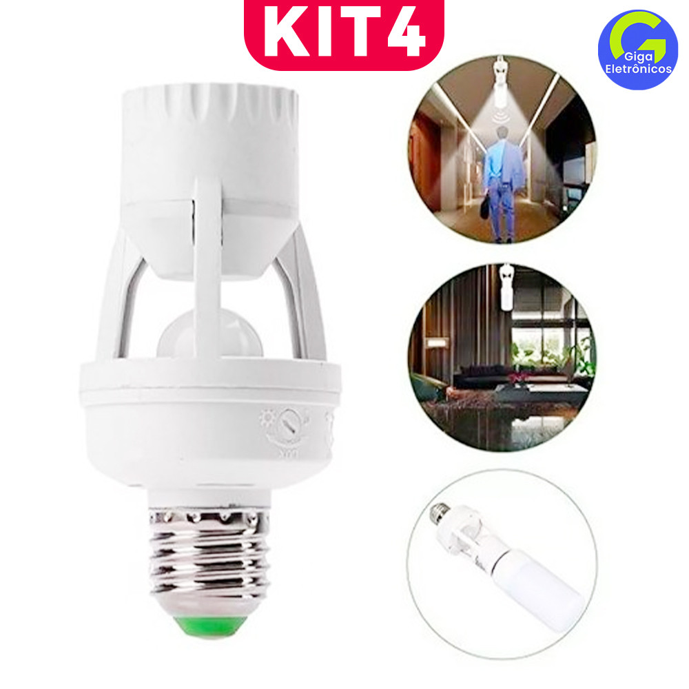 KIT Sensor De Presença Com Fotocélula Para Lâmpada Soquete em Oferta na Shopee