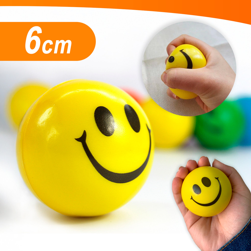 Kit 2 a 12 Bolas Anti Stress Smile Bolinha De Mão Fisioterapia Recuperação Muscular - 6cm em Oferta na Shopee