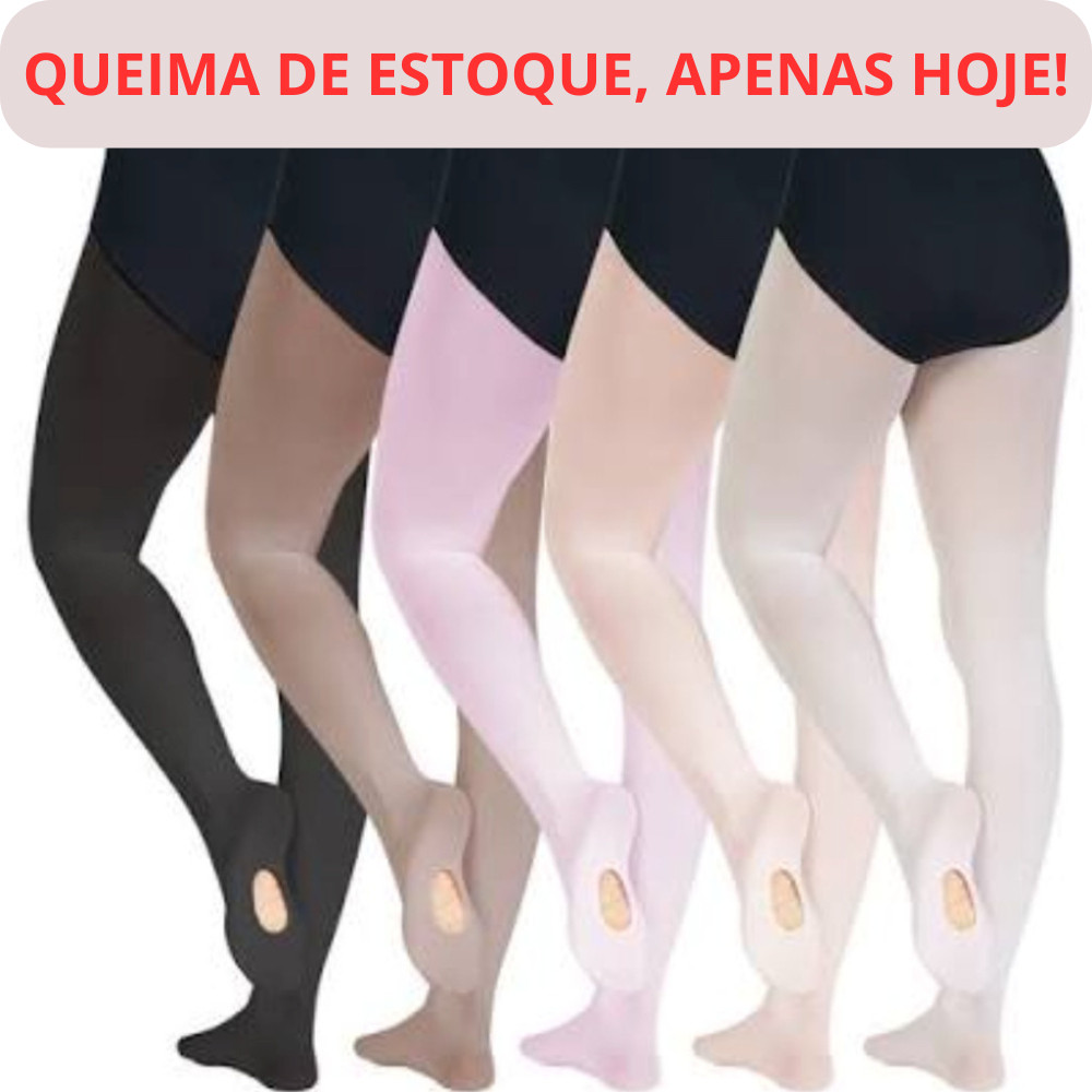 Meia Calça de Ballet Fio 80 Suplex Conversível Adulto e Infantil, Meia Calça de Ballet Suplex Confortável e Leve