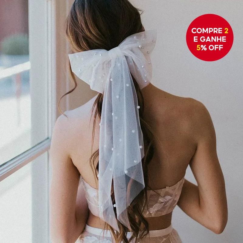 Grampos De Cabelo Com Laço De Pérolas De Malha Para Mulheres – Véu De Noiva E Acessórios De Festa