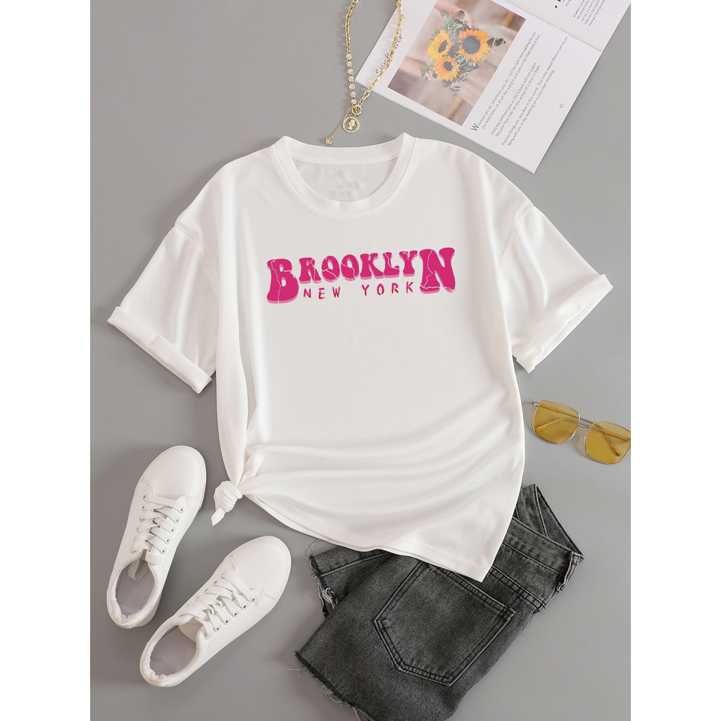 Tshirt Feminina Estilosa Estampada Brooklyn New York Lançamento Camiseta 100% Algodão Camisa Oversized Plus Size
